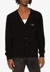 Dolce & Gabbana Logo Plaque Ribbed Cardigan In Black