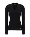 Dolce & Gabbana Logo-plaque Wool-blend Top In Black