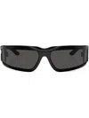 Dolce & Gabbana Logo-plaque Wraparound Sunglasses In Black