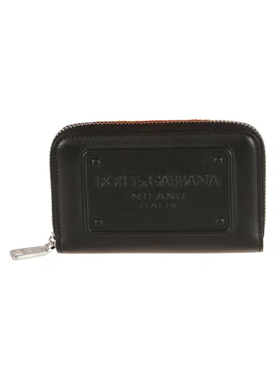 Dolce & Gabbana Logo Plaque Zip-around Wallet In Black