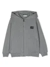 Dolce & Gabbana Logo-plaque Zip-up Cotton Hoodie In Grey