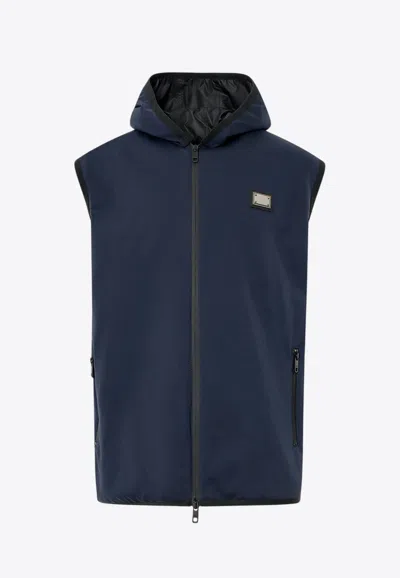 DOLCE & GABBANA LOGO-PLAQUE ZIP-UP VEST
