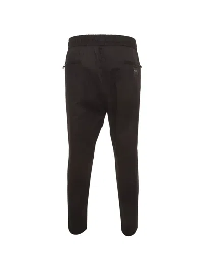 Pre-owned Dolce & Gabbana Logo Plaque Zip-up Trousers In Black