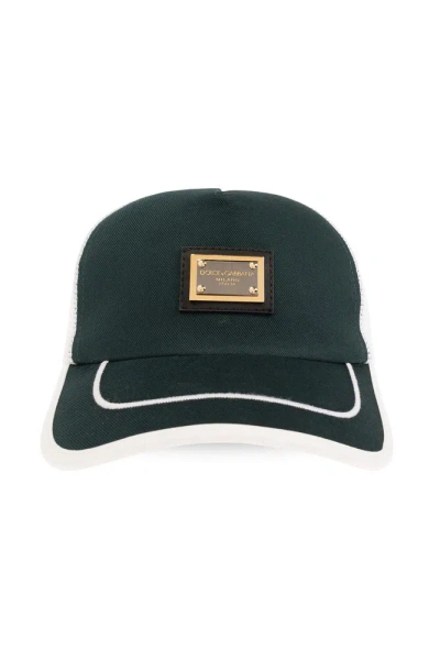 Dolce & Gabbana Logo Plate Baseball Cap In Green