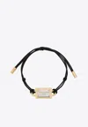 Dolce & Gabbana Logo Plate Cord Bracelet In Black