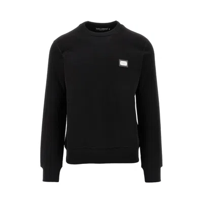 DOLCE & GABBANA LOGO PLATE CREWNECK SWEATSHIRT