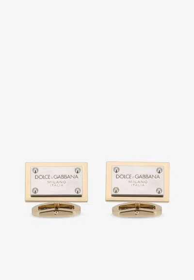 Dolce & Gabbana Logo Plate Cufflinks In Gold