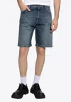 Dolce & Gabbana Logo Plate Denim Bermuda Shorts In Denim