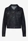 Dolce & Gabbana Logo-plaque Cropped Denim Jacket In Navy