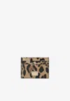 Dolce & Gabbana Logo Plate Leopard Print Cardholder In Brown