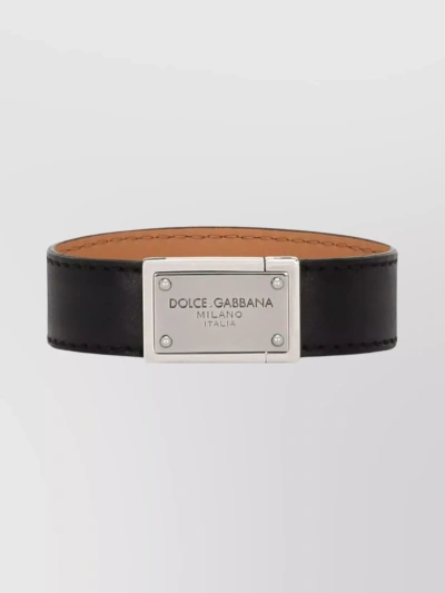 Dolce & Gabbana Logo Plate On Calf Leather Straps In Multi