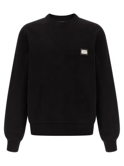 Dolce & Gabbana Logo Plate Sweatshirt In Black