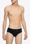 Dolce & Gabbana Logo-patch Swimming Trunks In Black