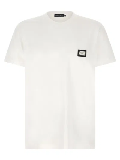 Dolce & Gabbana Logo Plate T-shirt White In Multi