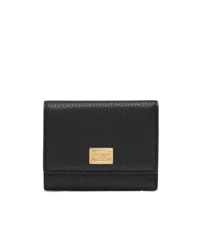 Dolce & Gabbana Dolce  Gabbana Logo Plate Wallet In Black