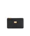 Dolce & Gabbana Dolce  Gabbana Logo Plate Zipped Cardholder In Black
