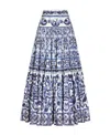 Dolce & Gabbana Maiolica Tiered Printed Cotton-poplin Maxi Skirt In Multicolor