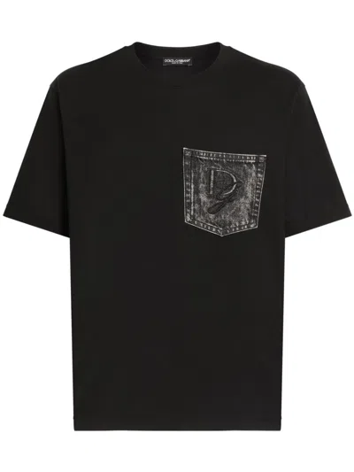 Dolce & Gabbana Logo Pocket T-shirt In Black