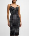 DOLCE & GABBANA LOGO POLKA-DOT PRINT MARQUISETTE BUSTIER TOP