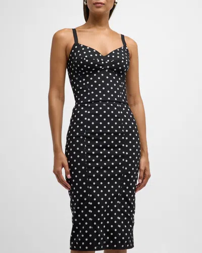 Dolce & Gabbana Logo Polka-dot Print Marquisette Bustier Top In Black Prt