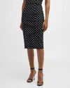 Dolce & Gabbana Logo Polka-dot Print Marquisette Midi Pencil Skirt In Black Prt