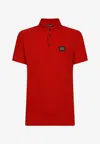 Dolce & Gabbana Polo Piquet Di Cotone Con Placca Logata In Red