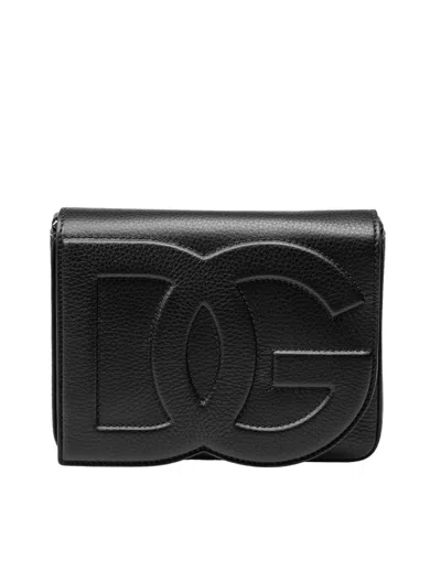 Dolce & Gabbana Logo Pouch In Deerskin In Black