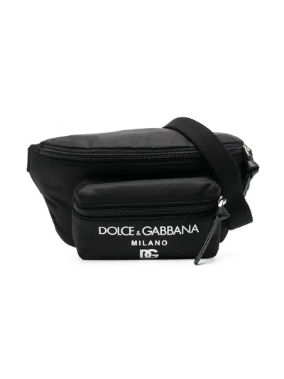 Dolce & Gabbana Kids' Logo Print Belt Bag In Black