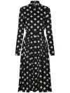 Dolce & Gabbana Abito Longuette In Charmeuse Stampa Dg Allover In Black