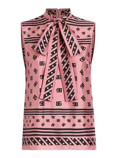 Dolce & Gabbana Logo-print Blouse In Nude