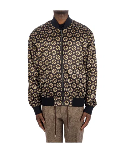 Dolce & Gabbana Nylon Jacket With All-over Dg Logo Print In Brown