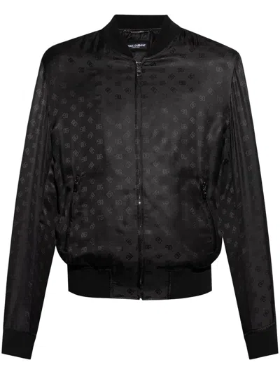 Dolce & Gabbana Logo-print Bomber Jacket In Black