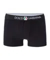 Dolce & Gabbana Two-way-stretch Jersey Regular-fit Boxers With Emblem In Black