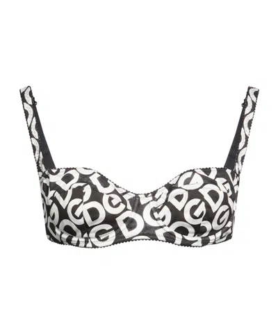 Dolce & Gabbana Logo Print Bra In Black