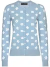 Dolce & Gabbana Viscose Cardigan With Jacquard Dg Logo In Blue