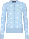 Dolce & Gabbana Viscose Cardigan With Jacquard Dg Logo In Blue