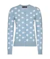 Dolce & Gabbana Viscose Cardigan With Jacquard Dg Logo In Blue