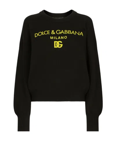 Dolce & Gabbana Logo-print Cashmere Jumper In Black