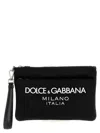 Dolce & Gabbana Black Pouch With Contrasting Rubberized Logo In Nylon