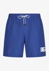 Dolce & Gabbana Logo-print Color-block Swim Shorts In Blue