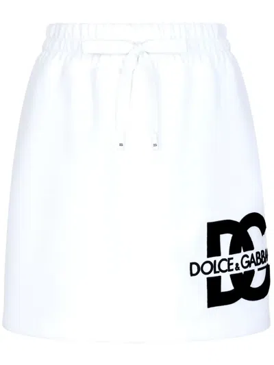 Dolce & Gabbana Mini-skirt With Elastic Waistband And Drawstring Detail In White