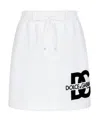 Dolce & Gabbana Minigonna In Jersey Con Patch Logo Dg In White