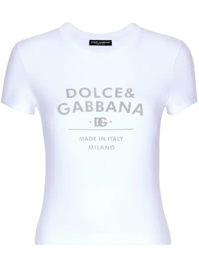 Dolce & Gabbana Logo Lettering-print Crewneck T-shirt In White
