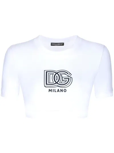 DOLCE & GABBANA LOGO-PRINT COTTON-BLEND T-SHIRT