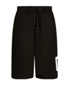 Dolce & Gabbana Black Bermuda Shorts With Contrasting Dg Patch In Black