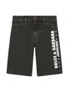 Dolce & Gabbana Logo-print Cotton Denim Shorts In Black