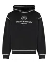 Dolce & Gabbana Hooded Sweatshirt With Contrasting Stitching And Logo Detail In Black