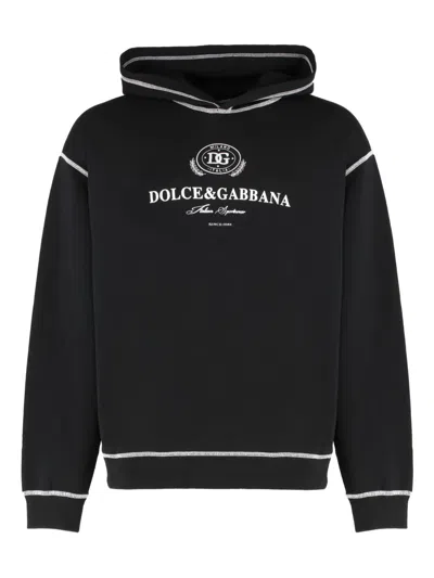 DOLCE & GABBANA LOGO-PRINT COTTON HOODIE