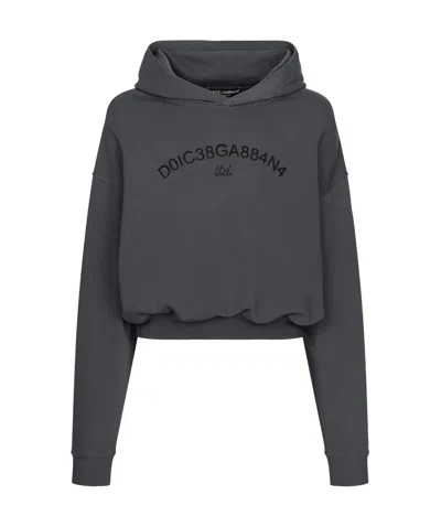 DOLCE & GABBANA DOLCE  GABBANA LOGO PRINTED CROPPED HOODIE