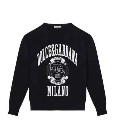 Dolce & Gabbana Kids' Logo-print Cotton Jumper In Black
